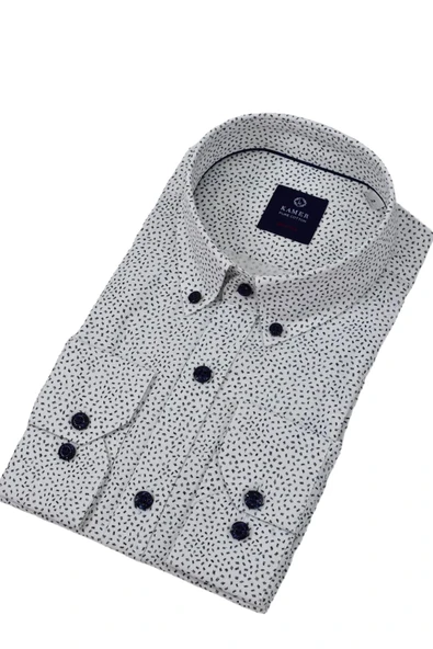 Erkek Puantiyeli Slim Fitt Uzun Kol Gömlek 2420 BGL-ST04382 - Resim 4