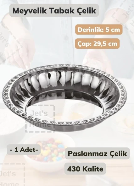 Çelik Meyvelik Tabak 29,5 cm Paslanmaz Çelik Tabak