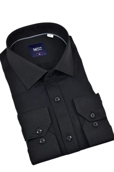 Erkek Slim Fitt Armürlü Uzun Kol Gömlek 2413 BGL-ST04383 - 4