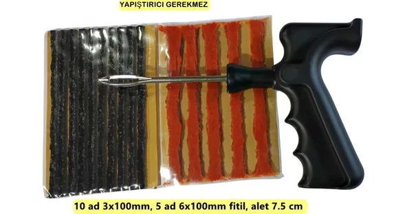Dubleks Lastik Tamir Seti :1 Fitil Atma Aleti,10ince 5kalın Fitil - 1