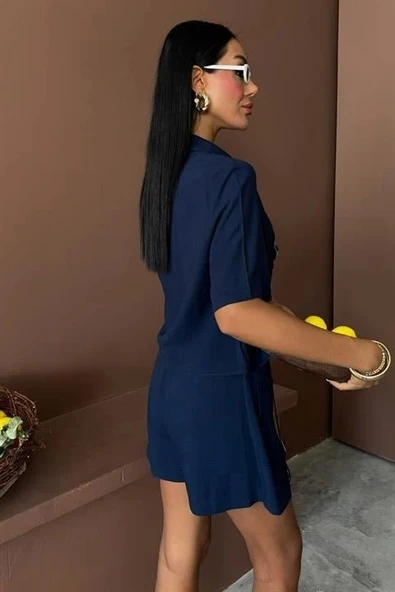 Gömlek Şort Etek Viscon Keten Takım 10162 - 3