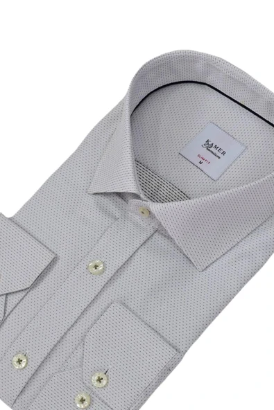 Erkek Puantiyeli Slim Fitt Uzun Kol Gömlek 2402 BGL-ST04385 - Resim 8