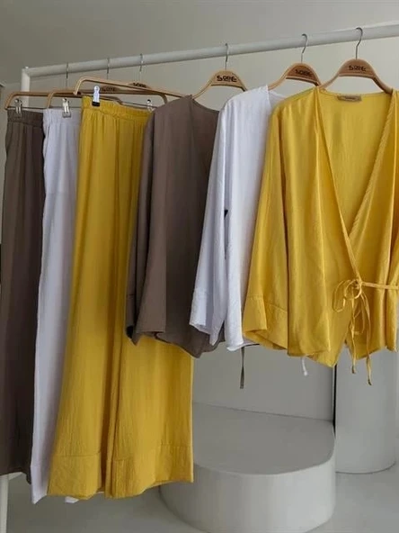 Kruvaze Model Klasik Pantolonlu Çupra Keten Takım 10191 - 11