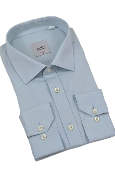 Erkek Slim Fitt Likralı Uzun Kol Kulplu Gömlek 2358 BGL-ST04384 - Resim 4