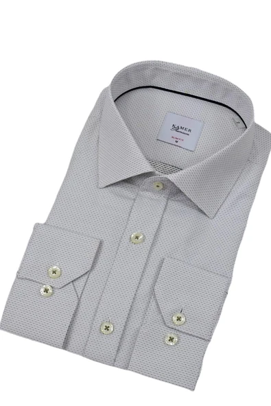 Erkek Puantiyeli Slim Fitt Uzun Kol Gömlek 2402 BGL-ST04385 - Resim 3