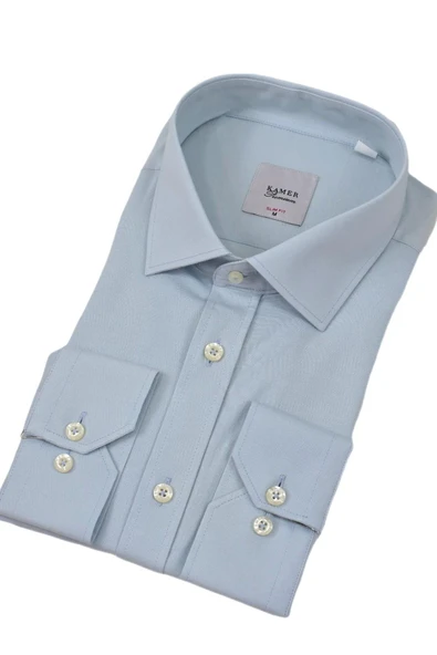 Erkek Slim Fitt Likralı Uzun Kol Kulplu Gömlek 2358 BGL-ST04384 - Resim 7