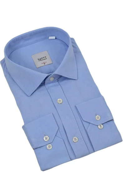 Erkek Slim Fitt Likralı Uzun Kol Kulplu Gömlek 2358 BGL-ST04384 - Resim 5