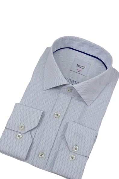 Erkek Puantiyeli Slim Fitt Uzun Kol Gömlek 2402 BGL-ST04385 - Resim 2