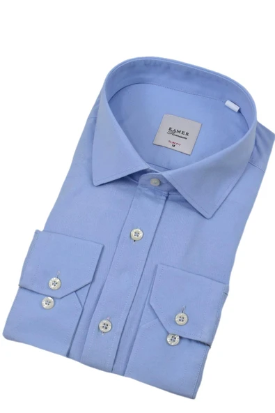 Erkek Slim Fitt Likralı Uzun Kol Kulplu Gömlek 2358 BGL-ST04384 - Resim 3