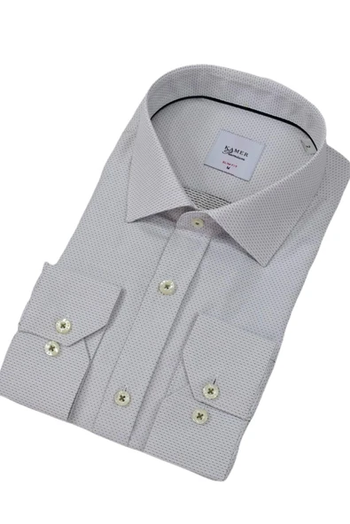 Erkek Puantiyeli Slim Fitt Uzun Kol Gömlek 2402 BGL-ST04385 - Resim 6