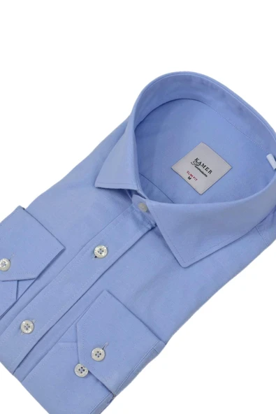 Erkek Slim Fitt Likralı Uzun Kol Kulplu Gömlek 2358 BGL-ST04384 - Resim 11