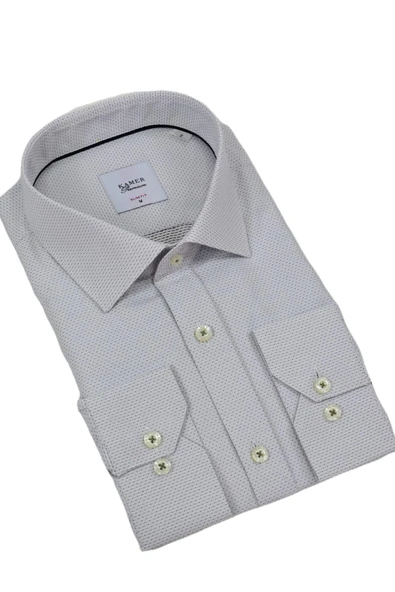 Erkek Puantiyeli Slim Fitt Uzun Kol Gömlek 2402 BGL-ST04385 - Resim 4
