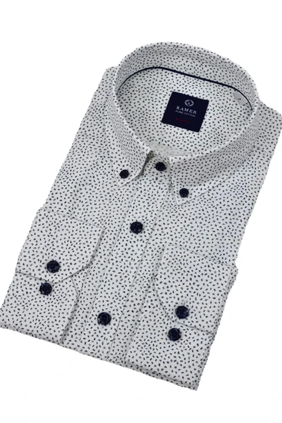 Erkek Puantiyeli Slim Fitt Uzun Kol Gömlek 2420 BGL-ST04382 ürün görseli