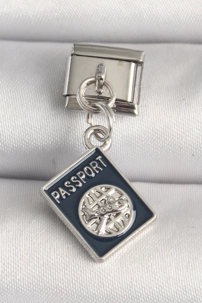 316L Çelik Gümüş Renk Passport Model Nomination Charm - TJ-BC1225