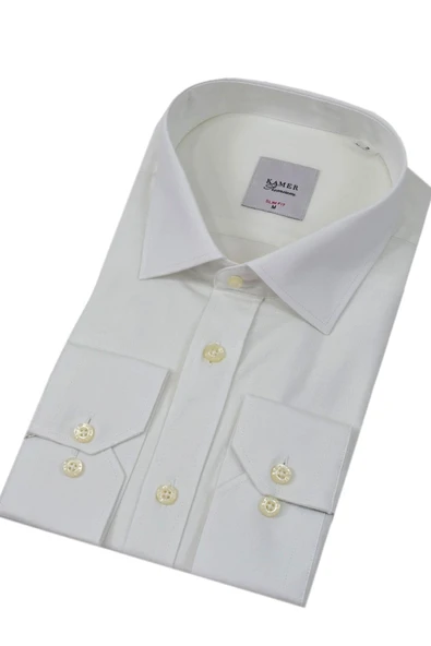 Erkek Slim Fitt Likralı Uzun Kol Kulplu Gömlek 2358 BGL-ST04384 - Resim 9