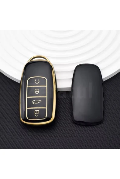 Yıldız Tuning  Chery Omoda 5 Siyah-Gold Anahtar Kılıfı