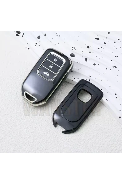 Yıldız Tuning  Honda Civic FC5 Exclusive Anahtarsız Çalıştırma Siyah-Silver Anahtar Kılıfı