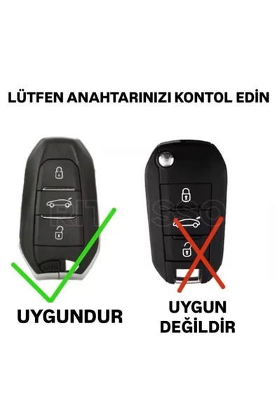 Yıldız Tuning  Fiat Doblo 2024-2025 Sustasız Anahtar Kılıfı Siyah-Gümüş - 3