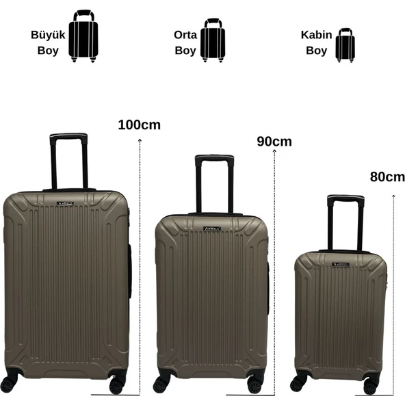 Anhelo Castle Abs Küçük (Kabin), Orta ve Büyük Boy 3'lü Valiz Seti - Resim 3