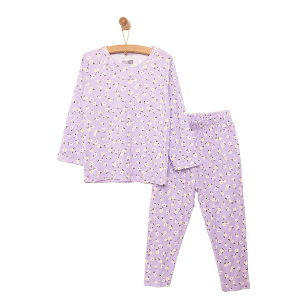 Kaşkorse Çiçek Desen Uzun Kol Pijama Takımı