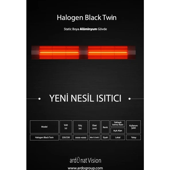 Ardonat Halogen Black Twin - Dış Mekan Isıtıcı - 2