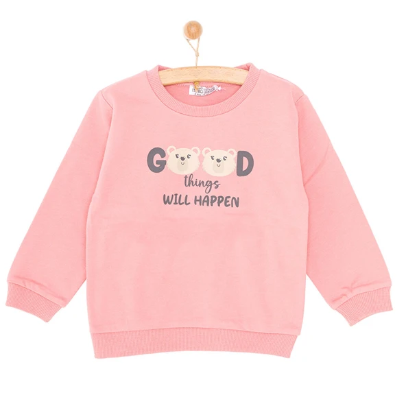Basic Az Şardonlu Ayıcık Desenli Sweatshirt Kız Bebek