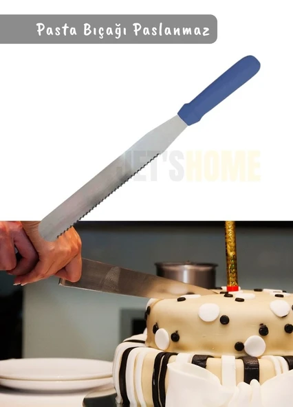 Pasta Bıçağı Tırtıklı Pasta Spatulası Paslanmaz Çelik 38 cm