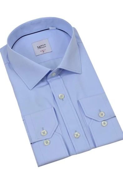 Erkek Slim Fitt Uzun Kol Kulplu Gömlek 2396 BGL-ST04379 - 20