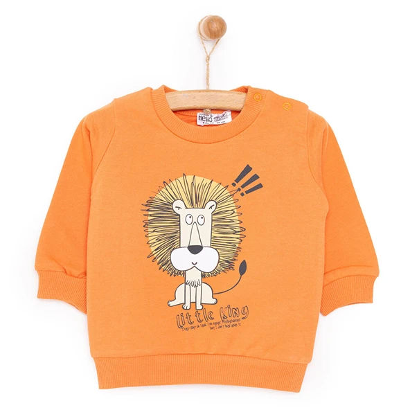 Basic Az Şardonlu Aslan Desenli Sweatshirt