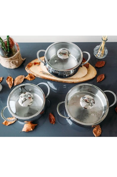Gülsan Gizem Inox 6 Parça Paslanmaz Çelik Tencere Seti 18-20-22cm - 3