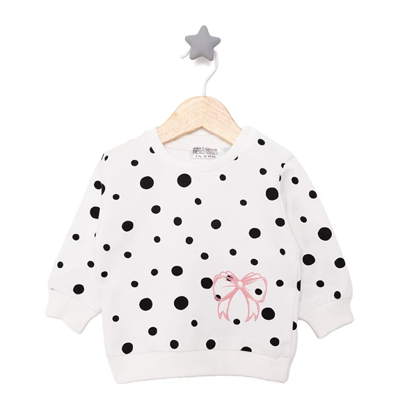 Basic Az Şardonlu Puantiye Desenli Sweatshirt Kız Bebek