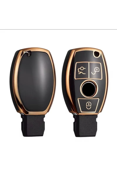 Yıldız Tuning  Mercedes C Serisi W204 Siyah-Gold Anahtar Kılıfı