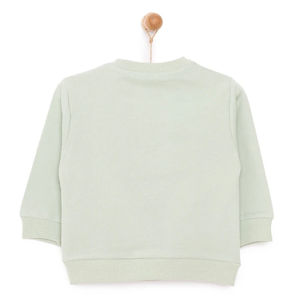 Kız Bebek Sweatshirt Şardonlu Sincap Desenli Bisiklet Yaka Uzun Kol Mint - 2
