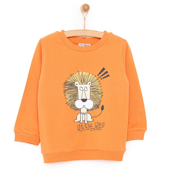 Basic Az Şardonlu Aslan Desenli Sweatshirt - 3