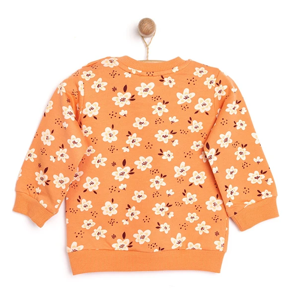 Kız Bebek Sweatshirt Şardonlu Çiçek Desenli Uzun Kol - 2