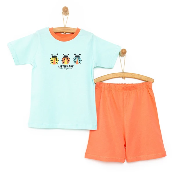 Kısa Kol Bisiklet Yaka Pijama Takımı Kız Bebek