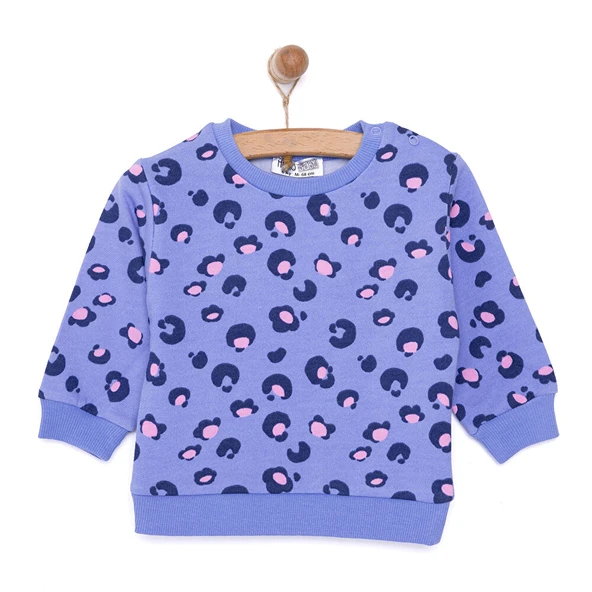 Basic Az Şardonlu Leopar Desenli Sweatshirt Kız Bebek