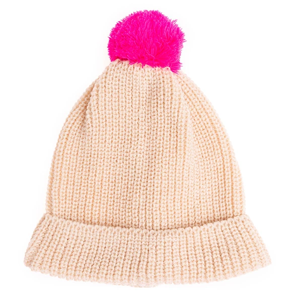Renkli Ponpon Triko Unisex Bere Unisex