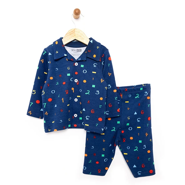 Gömlek Yaka Harf Desenli Erkek Bebek Pijama Takımı