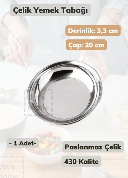 Çelik Yemek Tabağı 20 cm Paslanmaz Çelik Tabak