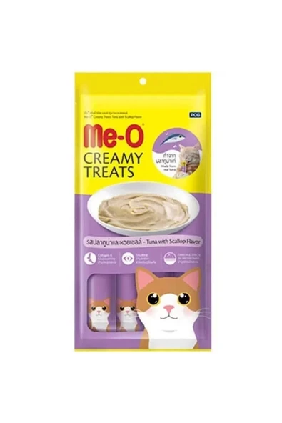 Meo Kremalı Ton Balık Ve Deniz Taraklı Kedi Sıvı Ödül Maması 4x15 gr
