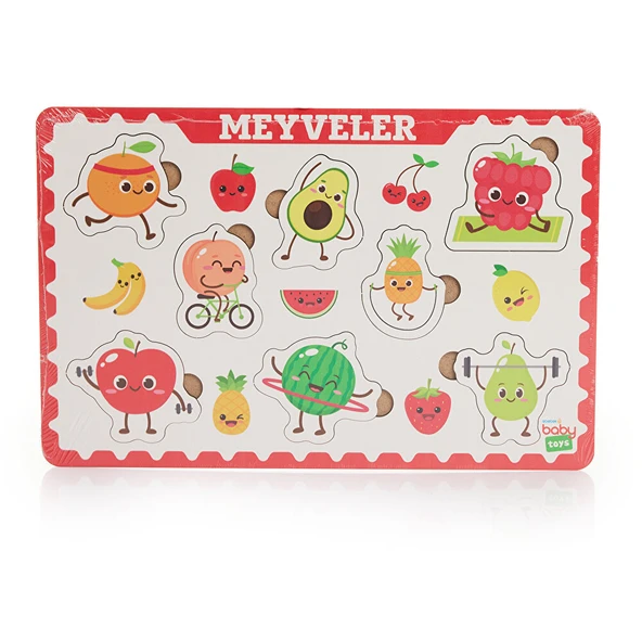 Montessori Ahşap Meyveler Bebek Puzzle