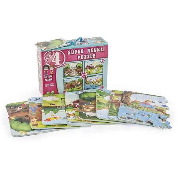 Dıy Toy Çiftlik Süper Renkli Puzzle 4 Adet Puzzle