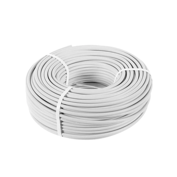 TTR CCA Çok Telli Elektrik Kablosu Topraklı Bakır İletken Damarlı Beyaz Kablo 2x0.75 mm 100 Metre - 6
