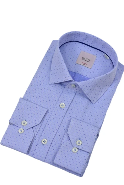 Erkek Puantiyeli Slim Fitt Uzun Kol Gömlek 2382 BGL-ST04377 - Resim 2