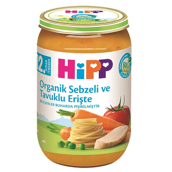 Organik Sebzeli Ve Tavuklu Erişte Kavanoz Mama 220 gr