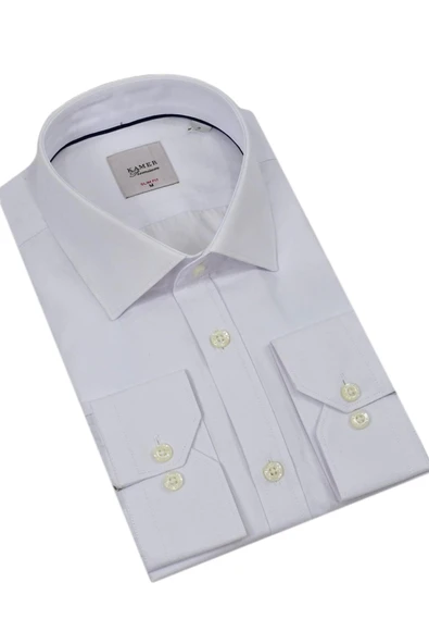 Erkek Puantiyeli Slim Fitt Uzun Kol Gömlek 2382 BGL-ST04377 - Resim 5