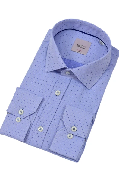 Erkek Puantiyeli Slim Fitt Uzun Kol Gömlek 2382 BGL-ST04377 - Resim 6