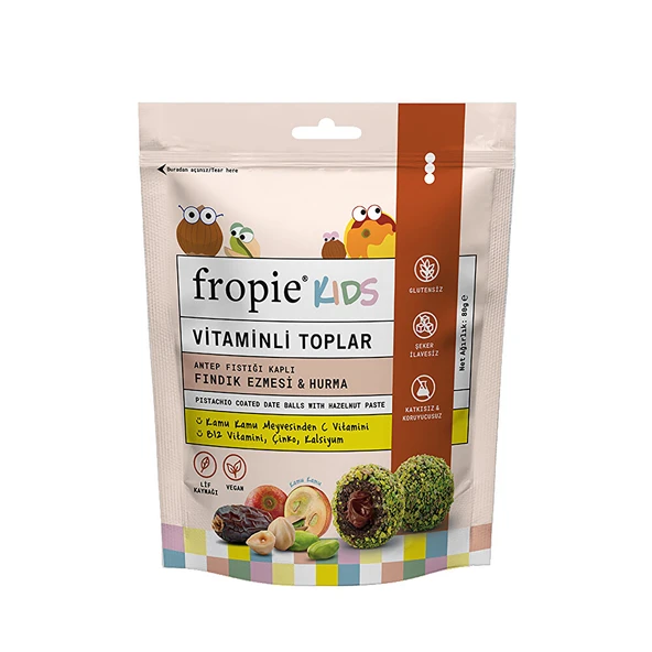 Kids Antep Fıstığı kaplı Fındık Ezmeli & Hurmalı Vitaminli Toplar 80 gr