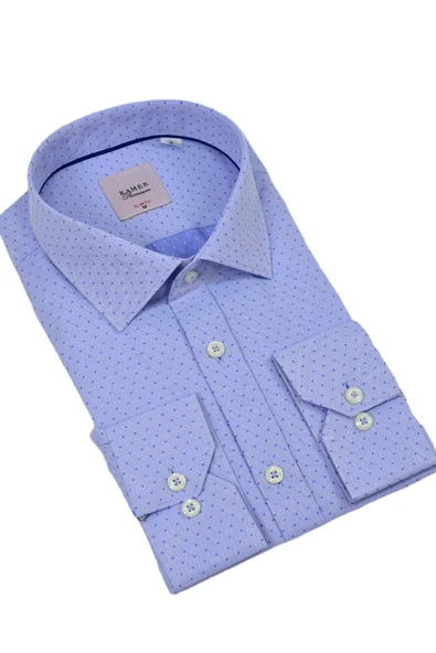 Erkek Puantiyeli Slim Fitt Uzun Kol Gömlek 2382 BGL-ST04377 - Resim 4